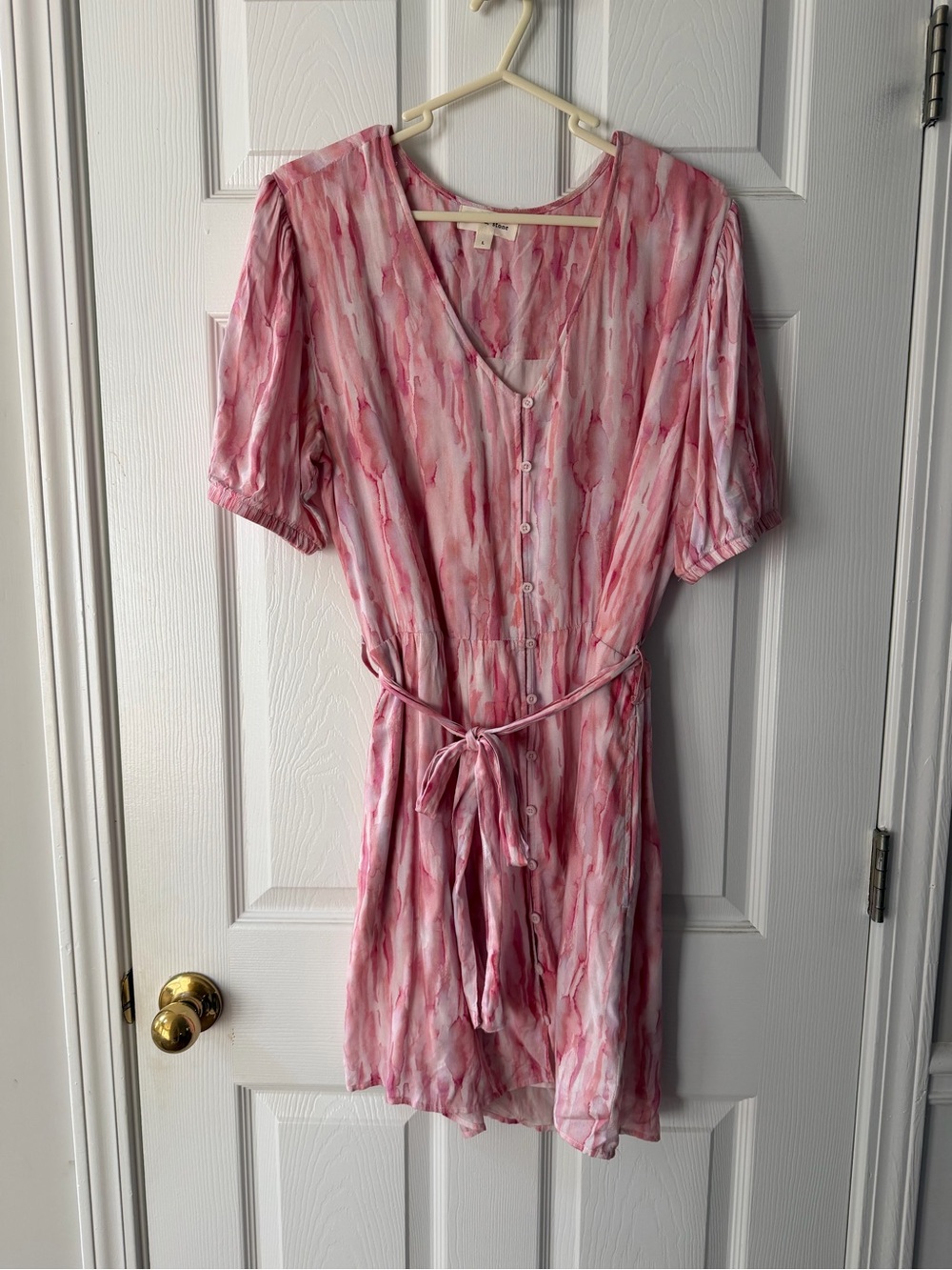 Pink Printed Mini Dress